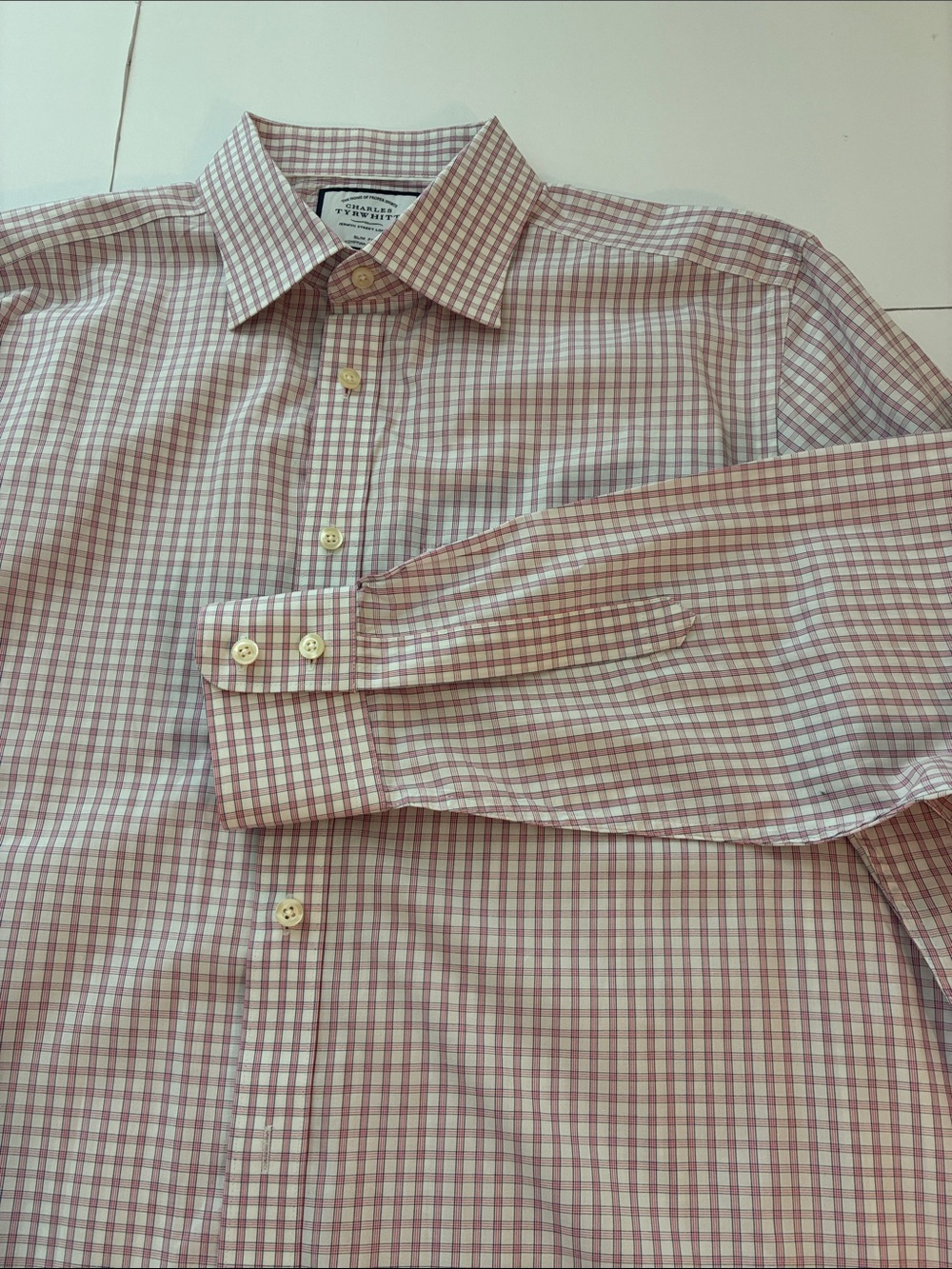 Charles Tyrwhitt 100% Egyptian Cotton Pink checkered Long Sleeve Shirt